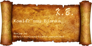 Komlóssy Bianka névjegykártya